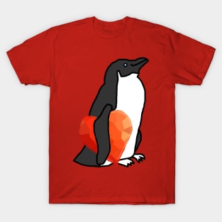 Cute Valentines Day Penguin with Red Heart T-Shirt